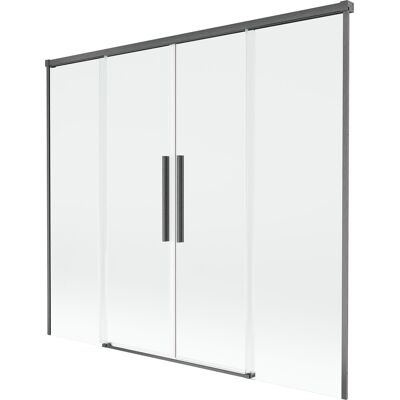 Mexen Rox parawan nawannowy 2-skrzydłowy rozsuwany 190 x 150 cm, transparent, gun gray szczotkowany - 8C9-190-002-66-00 Mexen Rox parawan nawannowy 2-skrzydłowy rozsuwany 190 x 150 cm, transparent, gun gray szczotkowany - 8C9-190-002-66-00