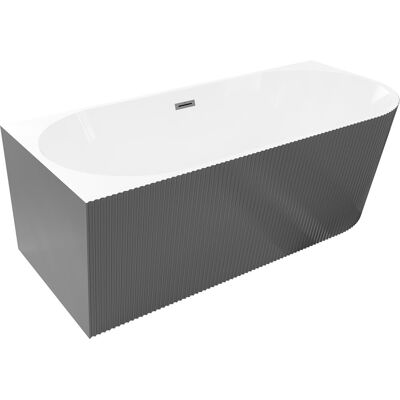 Mexen Silo wanna wolnostojąca narożna lewa ryflowana 150 x 75 cm, biała/szara, przelew gun metal - 52891507562L-95 Mexen Silo wanna wolnostojąca narożna lewa ryflowana 150 x 75 cm, biała/szara, przelew gun metal - 52891507562L-95