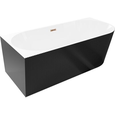 Mexen Silo wanna wolnostojąca narożna lewa ryflowana 170 x 80 cm, biała/czarna, przelew różowe złoto - 52891708075L-60 Mexen Silo wanna wolnostojąca narożna lewa ryflowana 170 x 80 cm, biała/czarna, przelew różowe złoto - 52891708075L-60