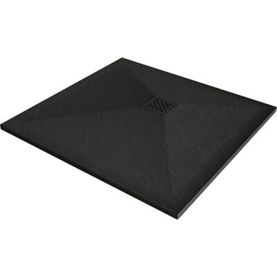 Mexen Stone+ brodzik kompozytowy kwadratowy 70 x 70 cm, czarny, maskownica czarna - 44707070-B Mexen Stone+ brodzik kompozytowy kwadratowy 70 x 70 cm, czarny, maskownica czarna - 44707070-B