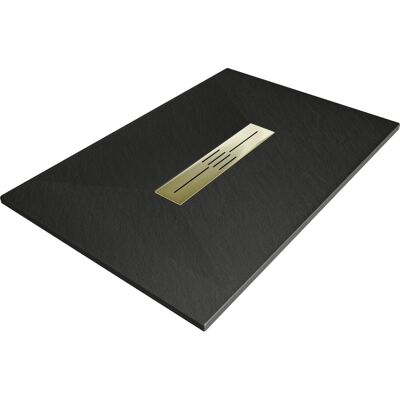 Mexen Toro brodzik prostokątny SMC 110 x 70 cm, czarny, maskownica złota - 43707011-G Mexen Toro brodzik prostokątny SMC 110 x 70 cm, czarny, maskownica złota - 43707011-G