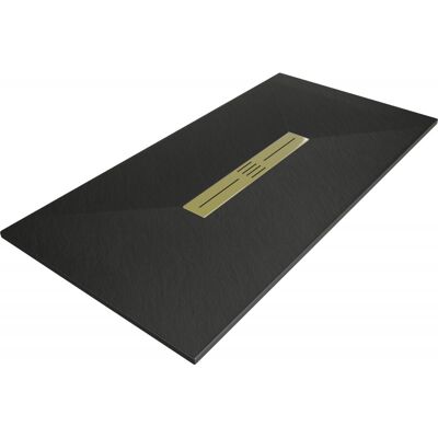 Mexen Toro brodzik prostokątny SMC 180 x 70 cm, czarny, maskownica złota - 43707018-G Mexen Toro brodzik prostokątny SMC 180 x 70 cm, czarny, maskownica złota - 43707018-G
