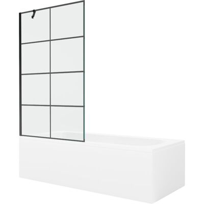 Mexen Vega wanna prostokątna 150 x 70 cm z obudową i parawanem 1-skrzydłowym 100 cm, czarny wzór Mexen Vega wanna prostokątna 150 x 70 cm z obudową i parawanem 1-skrzydłowym 100 cm, czarny wzór