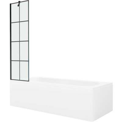Mexen Vega wanna prostokątna 150 x 70 cm z obudową i parawanem 1-skrzydłowym 50 cm, czarny wzór Mexen Vega wanna prostokątna 150 x 70 cm z obudową i parawanem 1-skrzydłowym 50 cm, czarny wzór