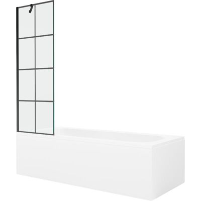 Mexen Vega wanna prostokątna 150 x 70 cm z obudową i parawanem 1-skrzydłowym 60 cm, czarny wzór Mexen Vega wanna prostokątna 150 x 70 cm z obudową i parawanem 1-skrzydłowym 60 cm, czarny wzór