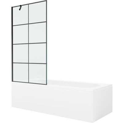 Mexen Vega wanna prostokątna 150 x 70 cm z obudową i parawanem 1-skrzydłowym 90 cm, czarny wzór Mexen Vega wanna prostokątna 150 x 70 cm z obudową i parawanem 1-skrzydłowym 90 cm, czarny wzór