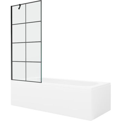 Mexen Vega wanna prostokątna 160 x 70 cm z obudową i parawanem 1-skrzydłowym 80 cm, czarny wzór Mexen Vega wanna prostokątna 160 x 70 cm z obudową i parawanem 1-skrzydłowym 80 cm, czarny wzór