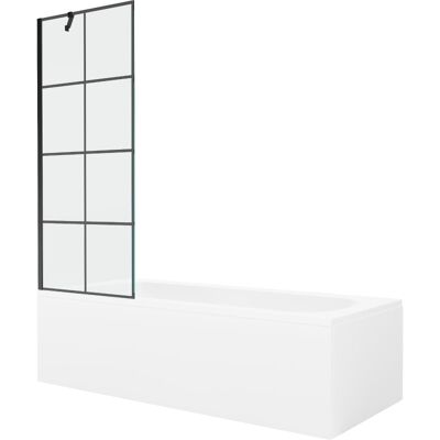 Mexen Vega wanna prostokątna 170 x 70 cm z obudową i parawanem 1-skrzydłowym 70 cm, czarny wzór Mexen Vega wanna prostokątna 170 x 70 cm z obudową i parawanem 1-skrzydłowym 70 cm, czarny wzór