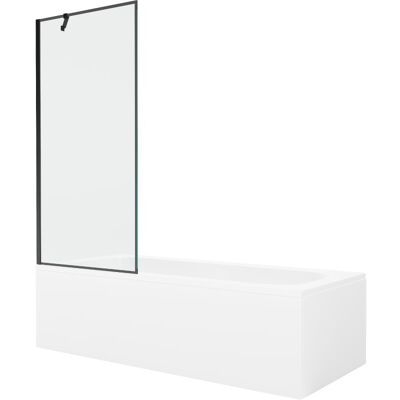 Mexen Vega wanna prostokątna 180 x 80 cm z obudową i parawanem 1-skrzydłowym 80 cm, czarny wzór Mexen Vega wanna prostokątna 180 x 80 cm z obudową i parawanem 1-skrzydłowym 80 cm, czarny wzór