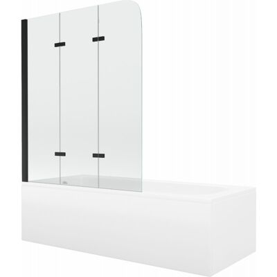 Mexen Vega wanna prostokątna 180 x 80 cm z obudową i parawanem 3-skrzydłowym 120 cm, transparent, czarny Mexen Vega wanna prostokątna 180 x 80 cm z obudową i parawanem 3-skrzydłowym 120 cm, transparent, czarny