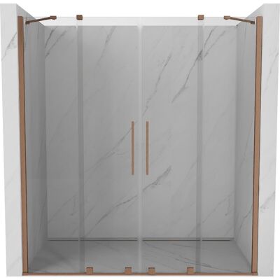 Mexen Velar Duo drzwi prysznicowe rozsuwane 180 cm, transparent, miedź szczotkowana - 871-180-000-02-65 Mexen Velar Duo drzwi prysznicowe rozsuwane 180 cm, transparent, miedź szczotkowana - 871-180-000-02-65