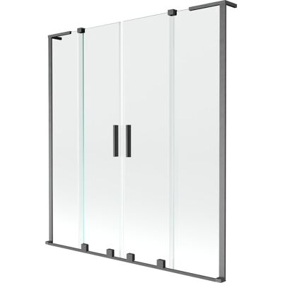 Mexen Velar L Duo parawan nawannowy 2-skrzydłowy rozsuwany 160 x 150 cm, transparent, gun gray szczotkowany - 896-160-003-02-66 Mexen Velar L Duo parawan nawannowy 2-skrzydłowy rozsuwany 160 x 150 cm, transparent, gun gray szczotkowany - 896-160-003-02-66