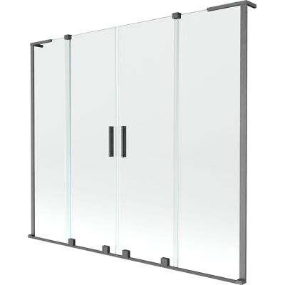 Mexen Velar L Duo parawan nawannowy 2-skrzydłowy rozsuwany 170 x 150 cm, transparent, gun gray szczotkowany - 896-170-003-02-66 Mexen Velar L Duo parawan nawannowy 2-skrzydłowy rozsuwany 170 x 150 cm, transparent, gun gray szczotkowany - 896-170-003-02-66
