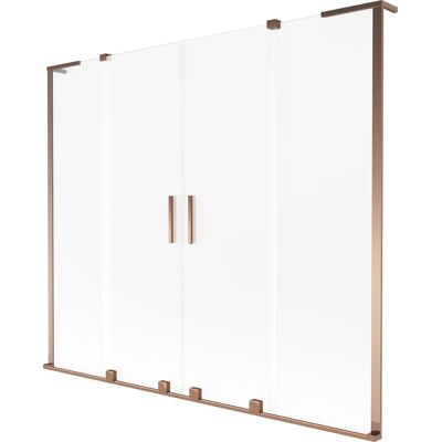 Mexen Velar L Duo parawan nawannowy 2-skrzydłowy rozsuwany 180 x 150 cm, szron, różowe złoto - 896-180-003-32-60 Mexen Velar L Duo parawan nawannowy 2-skrzydłowy rozsuwany 180 x 150 cm, szron, różowe złoto - 896-180-003-32-60