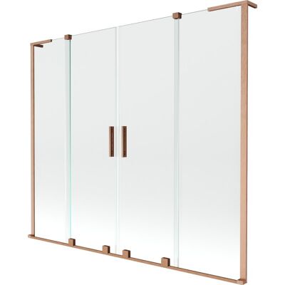 Mexen Velar L Duo parawan nawannowy 2-skrzydłowy rozsuwany 200 x 150 cm, transparent, miedź szczotkowana - 896-200-003-02-65 Mexen Velar L Duo parawan nawannowy 2-skrzydłowy rozsuwany 200 x 150 cm, transparent, miedź szczotkowana - 896-200-003-02-65