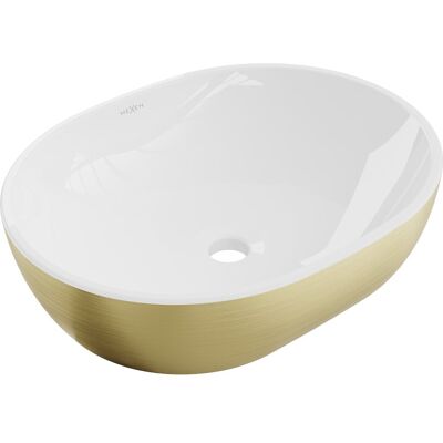 Mexen Viki umywalka nablatowa 48 x 35 cm, biała/złota wzór linie - 21054817 Mexen Viki umywalka nablatowa 48 x 35 cm, biała/złota wzór linie - 21054817
