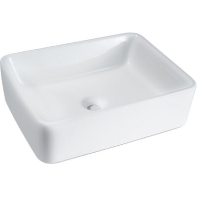 NETTLIFE Umywalka ceramiczna nablatowa - biała kwadratowa umywalka nablatowa NETTLIFE Umywalka ceramiczna nablatowa - biała kwadratowa umywalka nablatowa