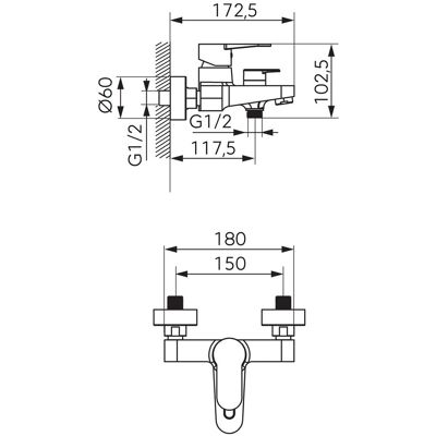 Ferro NOSTRIS BATERIA WANNOWA, BEZ ZESTAWU, CHROM 150 MM AERATOR M24X1 Ferro NOSTRIS BATERIA WANNOWA, BEZ ZESTAWU, CHROM 150 MM AERATOR M24X1