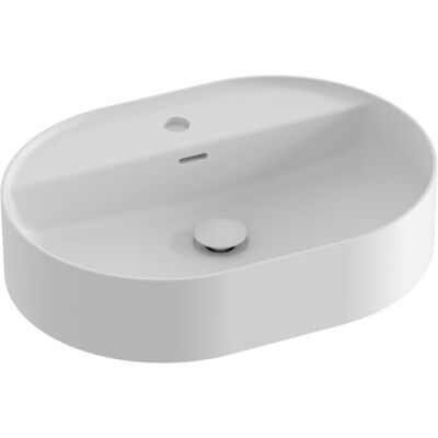 Owalna umywalka ceramiczna nablatowa Ravak Ceramic O Slim 550 z półką biały mat 1szt Owalna umywalka ceramiczna nablatowa Ravak Ceramic O Slim 550 z półką biały mat 1szt