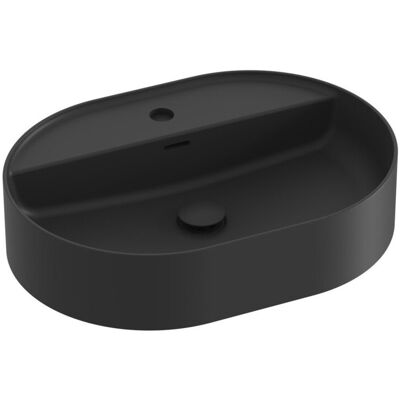 Owalna umywalka ceramiczna nablatowa Ravak Ceramic O Slim 550 z półką czarny mat 1szt Owalna umywalka ceramiczna nablatowa Ravak Ceramic O Slim 550 z półką czarny mat 1szt