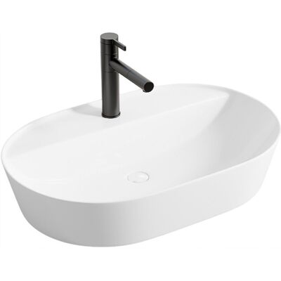 TimeTrade Owalna Umywalka Nablatowa Ceramiczna Biała Duża 60 Cm TimeTrade Owalna Umywalka Nablatowa Ceramiczna Biała Duża 60 Cm