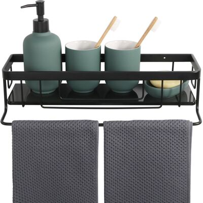Inny producent Półka Prysznicowa 40 cm Czarna Stal Nierdzewna Kosz Łazienkowy z Wieszakiem Inny producent Półka Prysznicowa 40 cm Czarna Stal Nierdzewna Kosz Łazienkowy z Wieszakiem