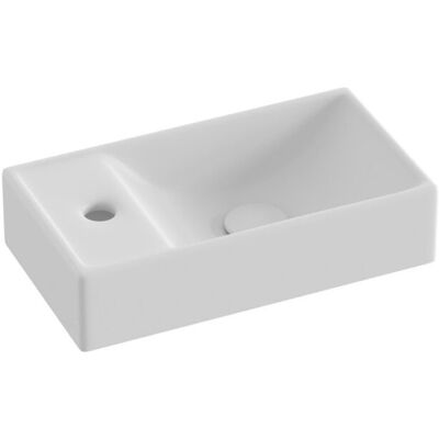 Prostokątna umywalka ceramiczna Ravak Veda 400 Slim Wall L biała 1szt Prostokątna umywalka ceramiczna Ravak Veda 400 Slim Wall L biała 1szt