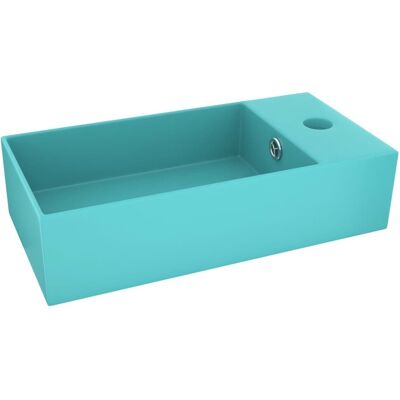 vidaXL umywalka łazienkowa z przelewem ceramiczna jasna zieleń - umywalka łazienkowa vidaXL umywalka łazienkowa z przelewem ceramiczna jasna zieleń - umywalka łazienkowa