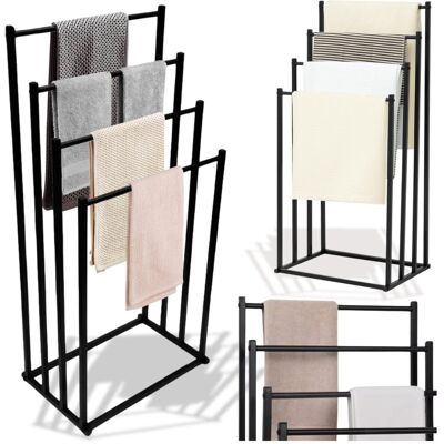 Zolta Stojak łazienkowy 4 ramiona loftowy czarny wieszak metalowy premium Zolta Stojak łazienkowy 4 ramiona loftowy czarny wieszak metalowy premium