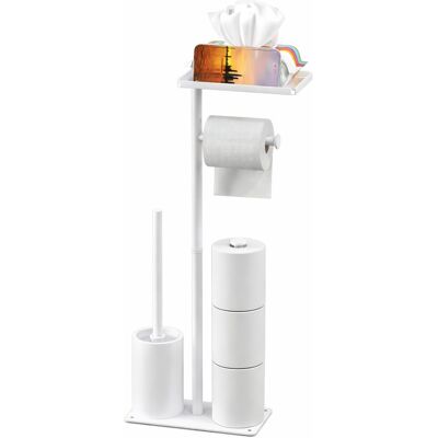 Msanit Stojak łazienkowy wielofunkcyjny WC papier szczotka półka organizer biały Msanit Stojak łazienkowy wielofunkcyjny WC papier szczotka półka organizer biały