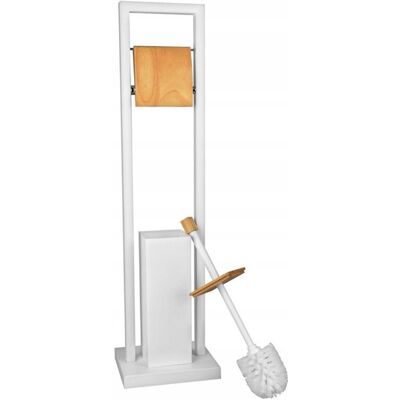 BRUNBESTE STOJAK NA PAPIER TOALETOWY + SZCZOTKA DO WC METAL / BAMBUS 2w1 BIAŁY BRUNBESTE STOJAK NA PAPIER TOALETOWY + SZCZOTKA DO WC METAL / BAMBUS 2w1 BIAŁY