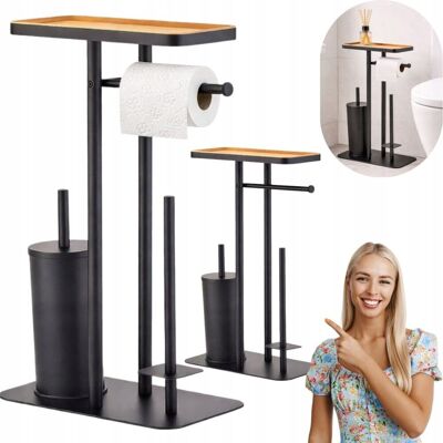 nieznany producent STOJAK NA PAPIER TOALETOWY SZCZOTKA DO WC TOALETY METAL/BAMBUS 4w1 Z PÓŁKĄ nieznany producent STOJAK NA PAPIER TOALETOWY SZCZOTKA DO WC TOALETY METAL/BAMBUS 4w1 Z PÓŁKĄ