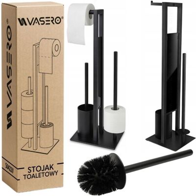nieznany producent STOJAK UCHWYT METALOWY NA PAPIER TOALETOWY WC + SZCZOTKA DO TOALETY CZARNA nieznany producent STOJAK UCHWYT METALOWY NA PAPIER TOALETOWY WC + SZCZOTKA DO TOALETY CZARNA
