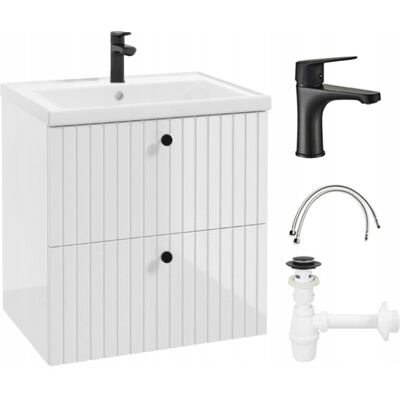 DEFTRANS Szafka Łazienkowa Lamele Z Umywalką 60 Cm Zestaw Bateria + Syfon Biała Rietti DEFTRANS Szafka Łazienkowa Lamele Z Umywalką 60 Cm Zestaw Bateria + Syfon Biała Rietti