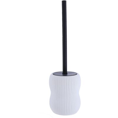 TENDANCE Szczotka toaletowa Ceran biała z kamionki nowoczesna 41 cm do łazienki z zamkniętym pojemnikiem TENDANCE Szczotka toaletowa Ceran biała z kamionki nowoczesna 41 cm do łazienki z zamkniętym pojemnikiem