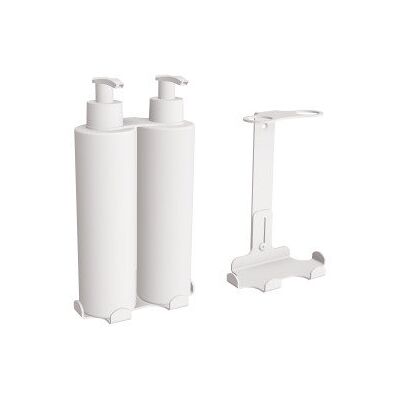Uchwyt-dozownik mydła w płynie i szamponu 2x300ml ANDEX Technic 349B stal nierdzewna biały Uchwyt-dozownik mydła w płynie i szamponu 2x300ml ANDEX Technic 349B stal nierdzewna biały