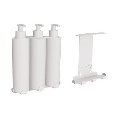 Uchwyt-dozownik mydła w płynie, szamponu, i odżywki 3x300ml ANDEX Technic 350B stal nierdzewna biały Uchwyt-dozownik mydła w płynie, szamponu, i odżywki 3x300ml ANDEX Technic 350B stal nierdzewna biały