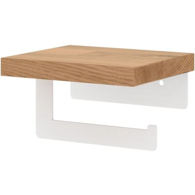 S&W; Design Uchwyt Na Papier Toaletowy Biały Loft Z Półką Drewnianą Dębową W3B Lewy S&W; Design Uchwyt Na Papier Toaletowy Biały Loft Z Półką Drewnianą Dębową W3B Lewy