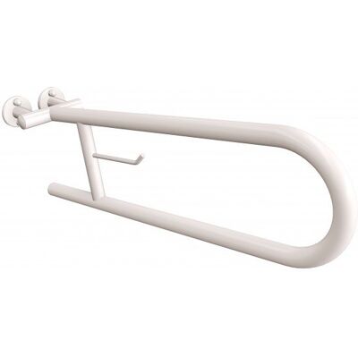 Uchwyt półokrągły uchylny 60 cm z wieszakiem na papier ANDEX Bez Barier 801/W/60/B stal nierdzewna biały Uchwyt półokrągły uchylny 60 cm z wieszakiem na papier ANDEX Bez Barier 801/W/60/B stal nierdzewna biały