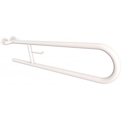 Uchwyt półokrągły uchylny 85 cm z wieszakiem na papier ANDEX Bez Barier 801/W/85/B stal nierdzewna biały Uchwyt półokrągły uchylny 85 cm z wieszakiem na papier ANDEX Bez Barier 801/W/85/B stal nierdzewna biały