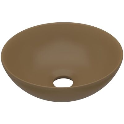 vidaXL Wisząca umywalka ceramiczna kremowa okrągła - Umywalka łazienkowa vidaXL Wisząca umywalka ceramiczna kremowa okrągła - Umywalka łazienkowa