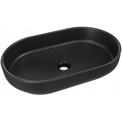 Comad Umywalka nablatowa ceramiczna 55x35 cm czarny mat owalna Comad Umywalka nablatowa ceramiczna 55x35 cm czarny mat owalna