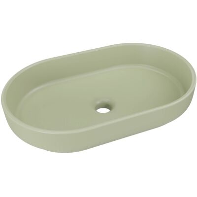 Comad Umywalka nablatowa ceramiczna 55x35 cm zielony mat owalna Comad Umywalka nablatowa ceramiczna 55x35 cm zielony mat owalna