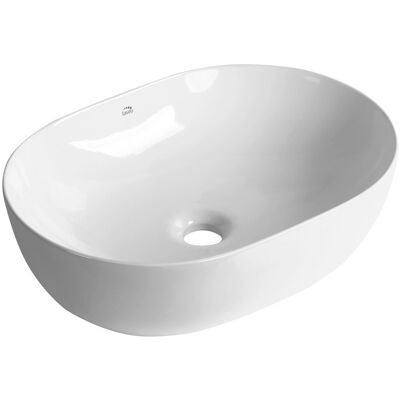 KUCHINOX Umywalka Nablatowa Ceramiczna Owalna Biała Lomami KUCHINOX Umywalka Nablatowa Ceramiczna Owalna Biała Lomami
