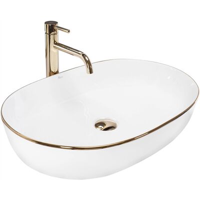 Umywalka Nablatowa Cleo White Gold Edge - Rea Umywalka Nablatowa Cleo White Gold Edge - Rea