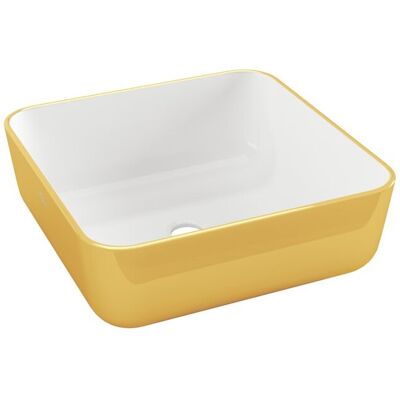 Umywalka Nablatowa Malaga Invena Trend 39 Cm, Kwadratowa Biało Złota Umywalka Nablatowa Malaga Invena Trend 39 Cm, Kwadratowa Biało Złota