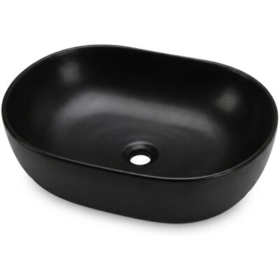 AKORD Fabryka Mebli Umywalka nablatowa owalna ELIPSE ceramiczna 49 cm Czarny mat AKORD Fabryka Mebli Umywalka nablatowa owalna ELIPSE ceramiczna 49 cm Czarny mat