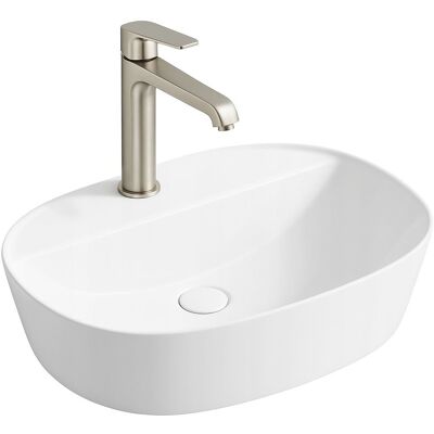 TimeTrade UMYWALKA NABLATOWA STAWIANA BIAŁA Z OTWOREM CERAMICZNA OWALNA 50 x 38 CM TimeTrade UMYWALKA NABLATOWA STAWIANA BIAŁA Z OTWOREM CERAMICZNA OWALNA 50 x 38 CM