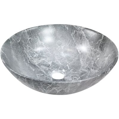 Umywalka Nablatowa Tinos Invena Trend, 39,5 Cm, Efekt Marmuru Szara Mat Umywalka Nablatowa Tinos Invena Trend, 39,5 Cm, Efekt Marmuru Szara Mat