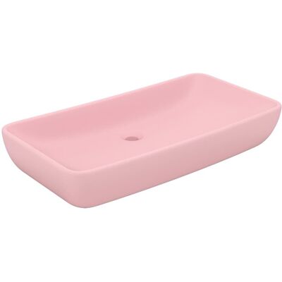 vidaXL Luksusowy prostokątny zlew różowy 71x38 cm - Basin vidaXL Luksusowy prostokątny zlew różowy 71x38 cm - Basin
